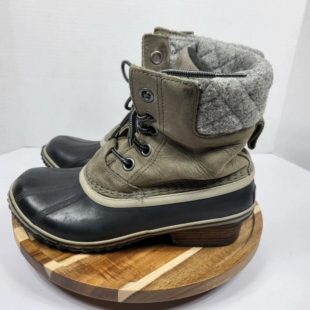 Sorel Women's Slimpack II Lace Waterproof Leather Duck Snow Boots NL2348 Sz 7.5